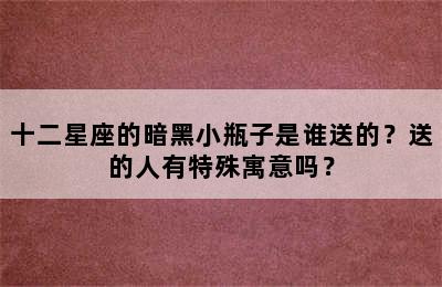 十二星座的暗黑小瓶子是谁送的？送的人有特殊寓意吗？