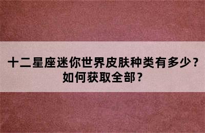 十二星座迷你世界皮肤种类有多少？如何获取全部？