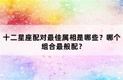 十二星座配对最佳属相是哪些？哪个组合最般配？