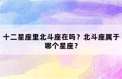 十二星座里北斗座在吗？北斗座属于哪个星座？