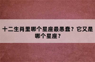 十二生肖里哪个星座最愚蠢？它又是哪个星座？