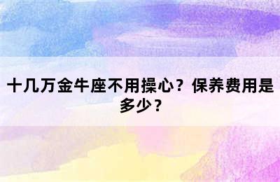 十几万金牛座不用操心？保养费用是多少？