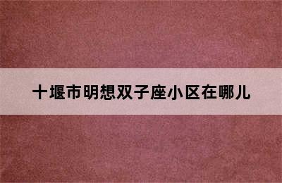 十堰市明想双子座小区在哪儿