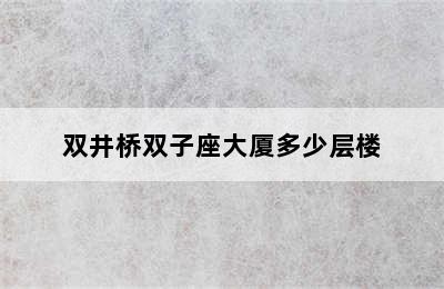 双井桥双子座大厦多少层楼