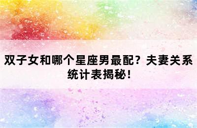 双子女和哪个星座男最配？夫妻关系统计表揭秘！