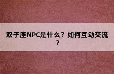 双子座NPC是什么？如何互动交流？
