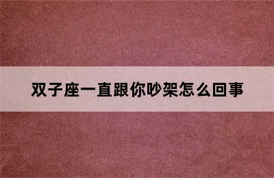 双子座一直跟你吵架怎么回事