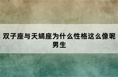 双子座与天蝎座为什么性格这么像呢男生