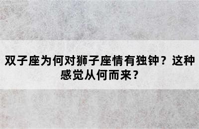 双子座为何对狮子座情有独钟？这种感觉从何而来？