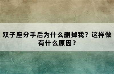 双子座分手后为什么删掉我？这样做有什么原因？