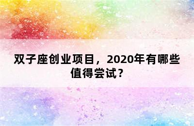 双子座创业项目，2020年有哪些值得尝试？