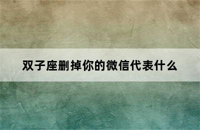 双子座删掉你的微信代表什么