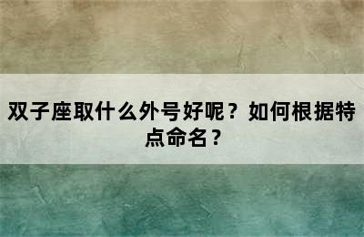 双子座取什么外号好呢？如何根据特点命名？