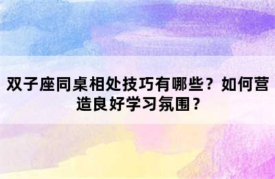 双子座同桌相处技巧有哪些？如何营造良好学习氛围？