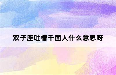 双子座吐槽千面人什么意思呀