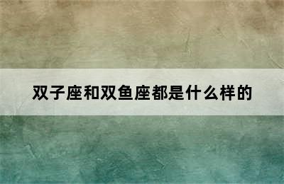 双子座和双鱼座都是什么样的