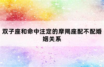 双子座和命中注定的摩羯座配不配婚姻关系