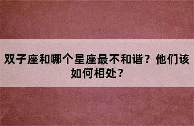 双子座和哪个星座最不和谐？他们该如何相处？
