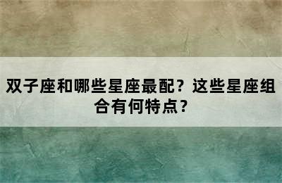 双子座和哪些星座最配？这些星座组合有何特点？