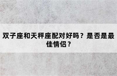 双子座和天秤座配对好吗？是否是最佳情侣？