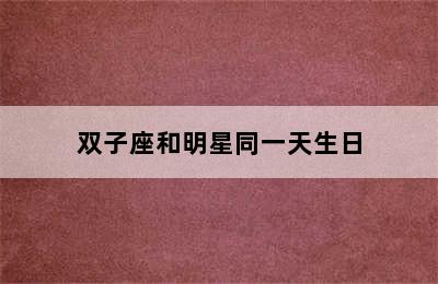 双子座和明星同一天生日