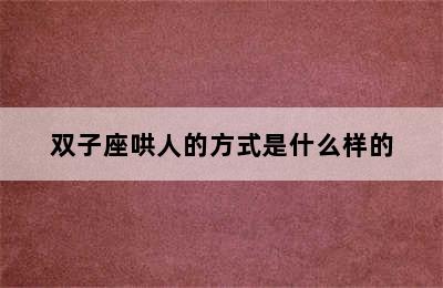 双子座哄人的方式是什么样的