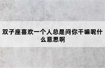 双子座喜欢一个人总是问你干嘛呢什么意思啊