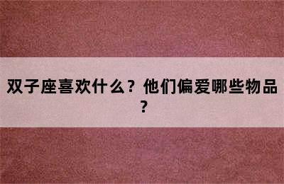 双子座喜欢什么？他们偏爱哪些物品？