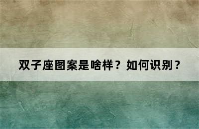 双子座图案是啥样？如何识别？