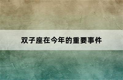 双子座在今年的重要事件