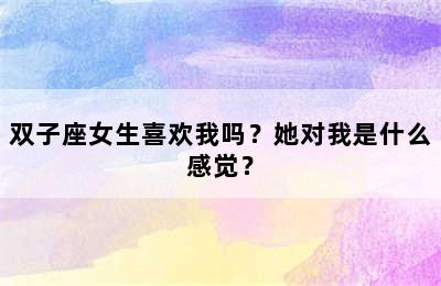 双子座女生喜欢我吗？她对我是什么感觉？