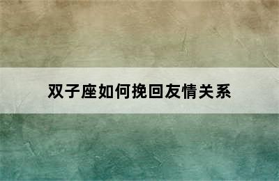 双子座如何挽回友情关系