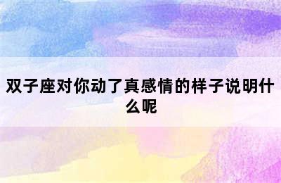 双子座对你动了真感情的样子说明什么呢