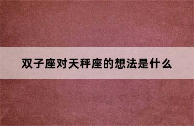 双子座对天秤座的想法是什么