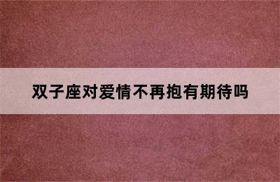 双子座对爱情不再抱有期待吗