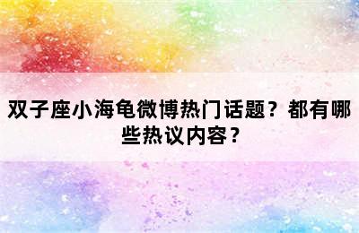 双子座小海龟微博热门话题？都有哪些热议内容？