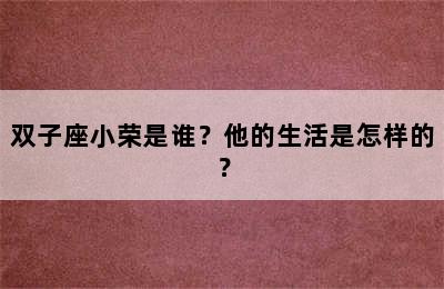 双子座小荣是谁？他的生活是怎样的？