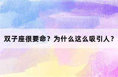 双子座很要命？为什么这么吸引人？