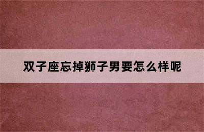 双子座忘掉狮子男要怎么样呢