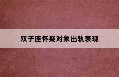 双子座怀疑对象出轨表现