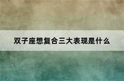 双子座想复合三大表现是什么