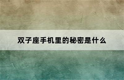 双子座手机里的秘密是什么