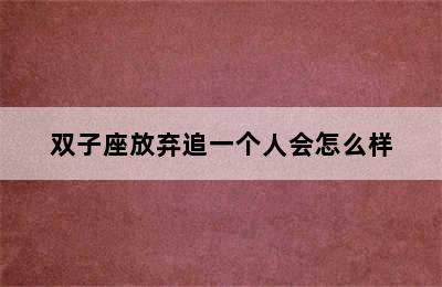 双子座放弃追一个人会怎么样