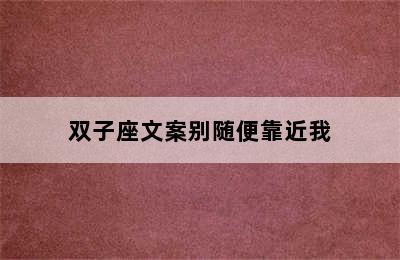 双子座文案别随便靠近我