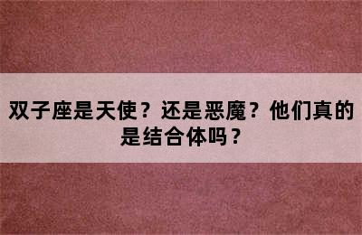 双子座是天使？还是恶魔？他们真的是结合体吗？