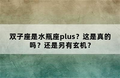 双子座是水瓶座plus？这是真的吗？还是另有玄机？