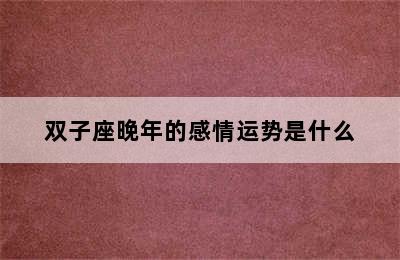 双子座晚年的感情运势是什么