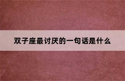 双子座最讨厌的一句话是什么