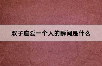 双子座爱一个人的瞬间是什么