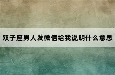 双子座男人发微信给我说明什么意思